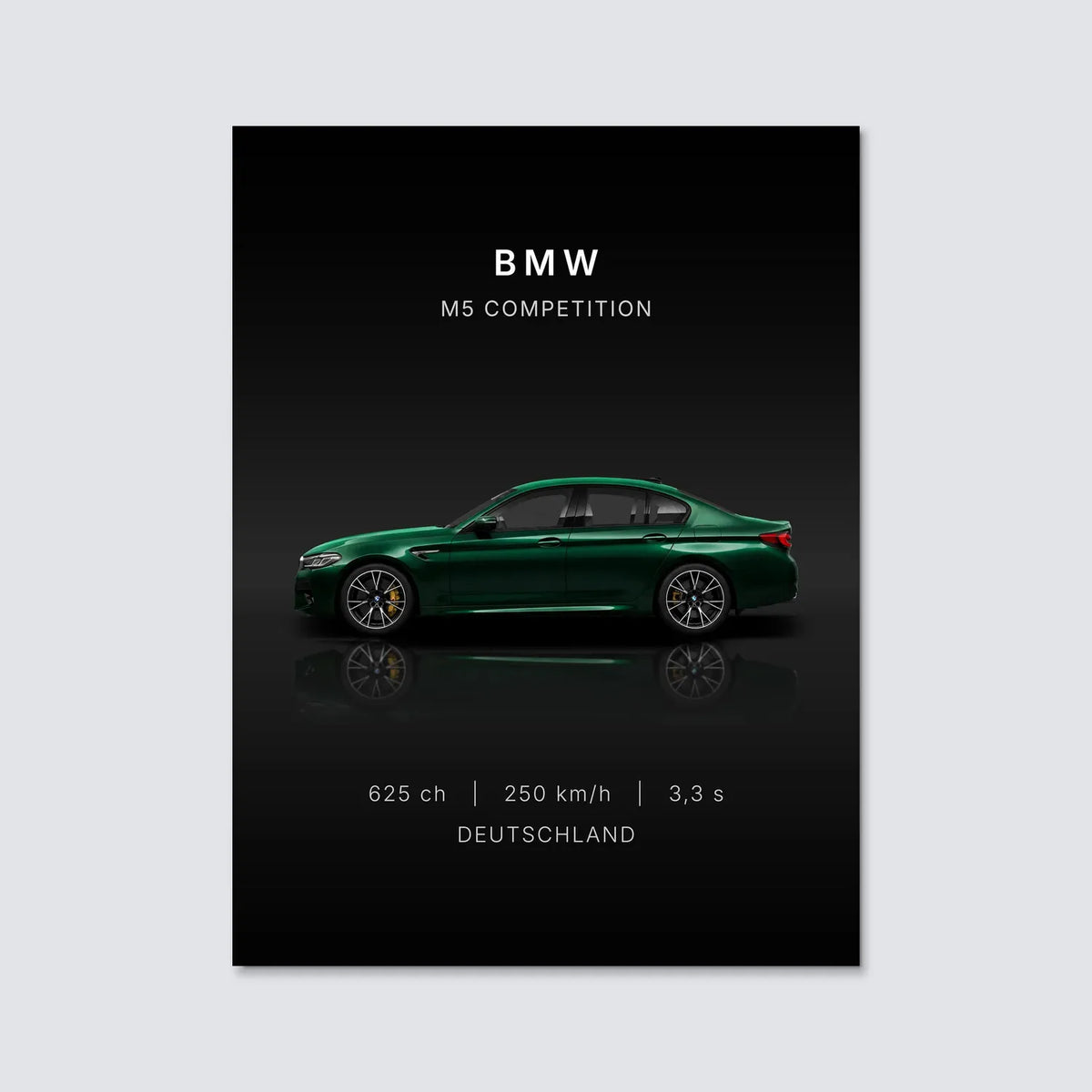 Tableau BMW M5 Competition — Performances | en Métal Format A3