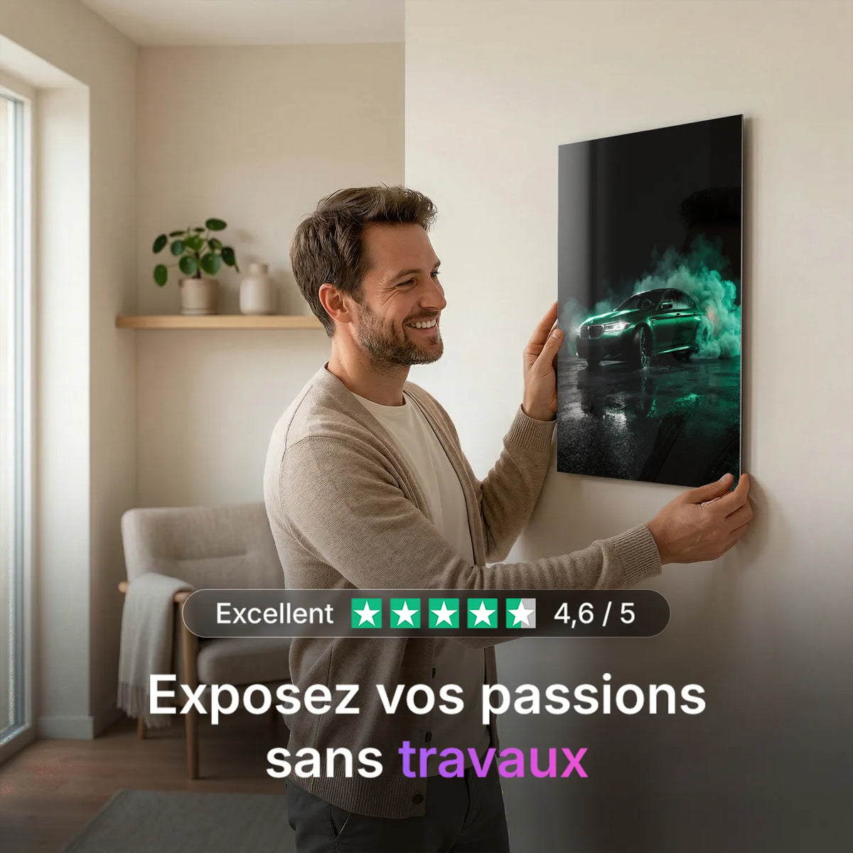 Tableau BMW M5 Competition — Néon | en Métal Format A3