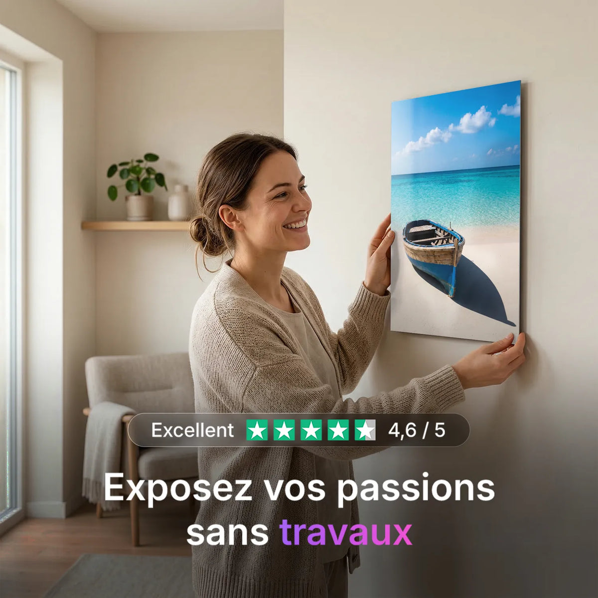 Tableau Barque échouée | en Métal Format A3