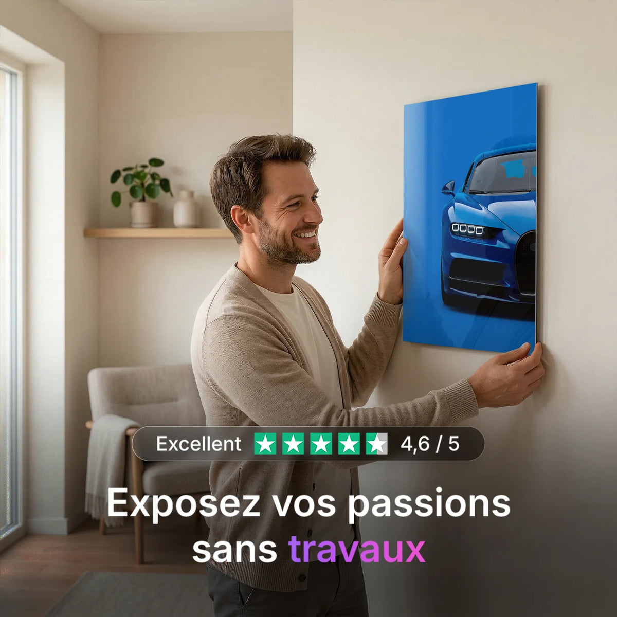 Tableau Bugatti Chiron Sport — Signature | en Métal Format A3