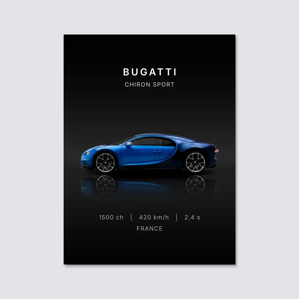 Tableau Bugatti Chiron Sport — Performances | en Métal Format A3