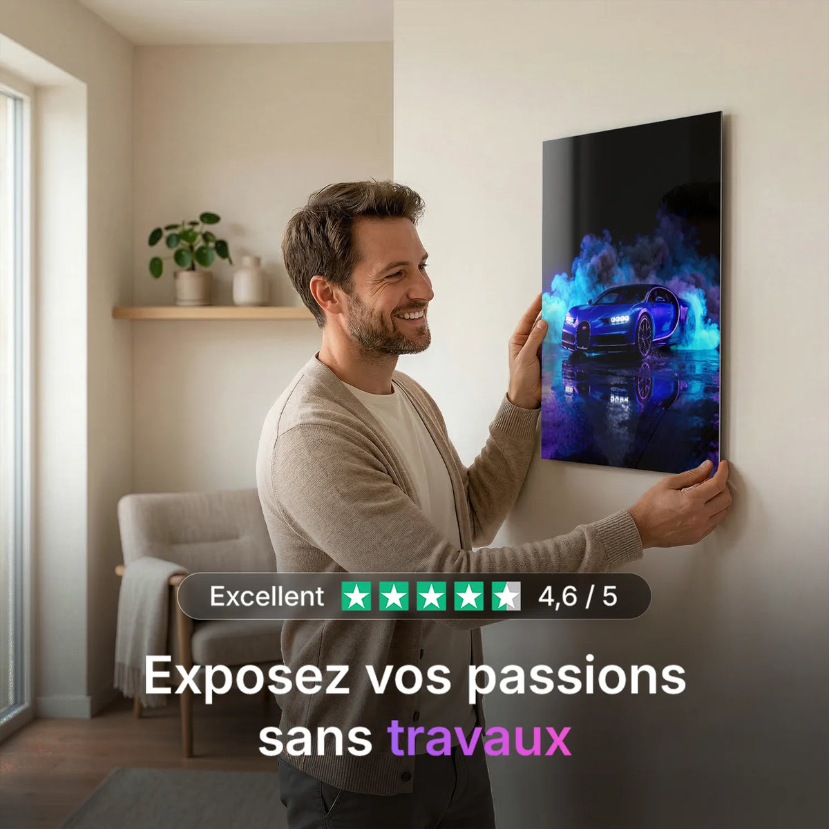 Tableau Bugatti Chiron Sport — Néon | en Métal Format A3