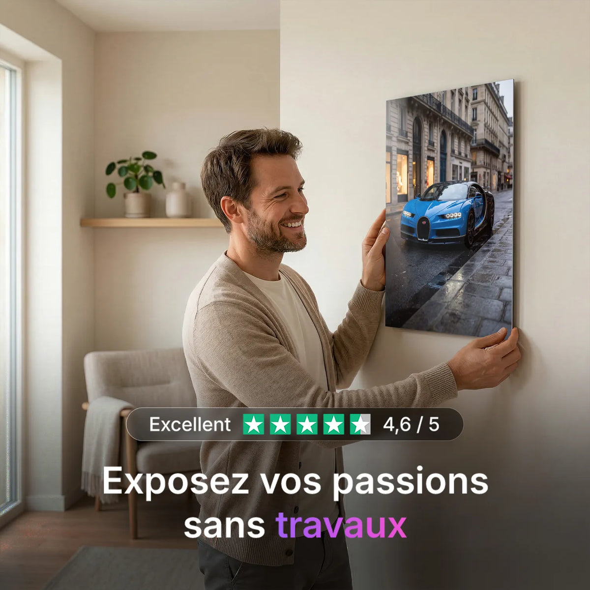 Tableau Bugatti Chiron Sport — Haussmannien | en Métal Format A3