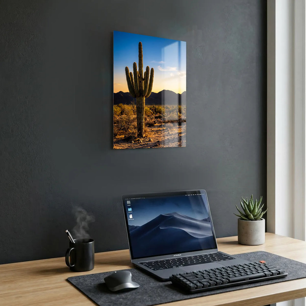 Tableau Cactus du désert | en Métal Format A3
