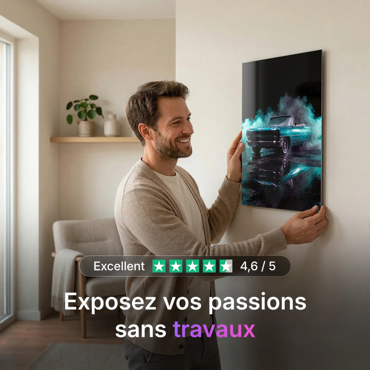 Tableau Cadillac Eldorado — Néon | en Métal Format A3