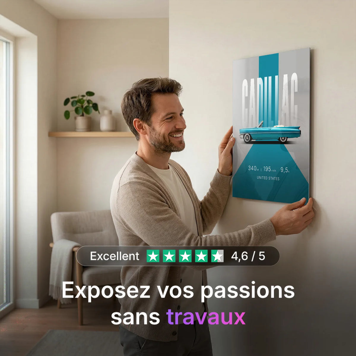 Tableau Cadillac Eldorado — Studio | en Métal Format A3