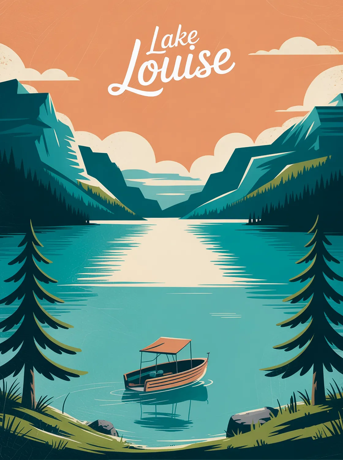 Tableau Lake Louise Canada - Illustration | en Métal Format A3