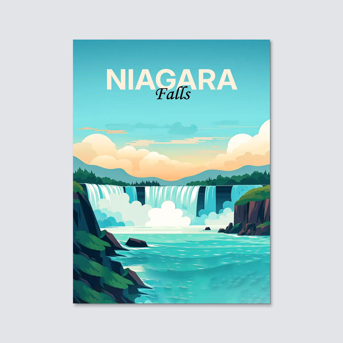 Tableau Niagara Falls Canada - Illustration | en Métal Format A3