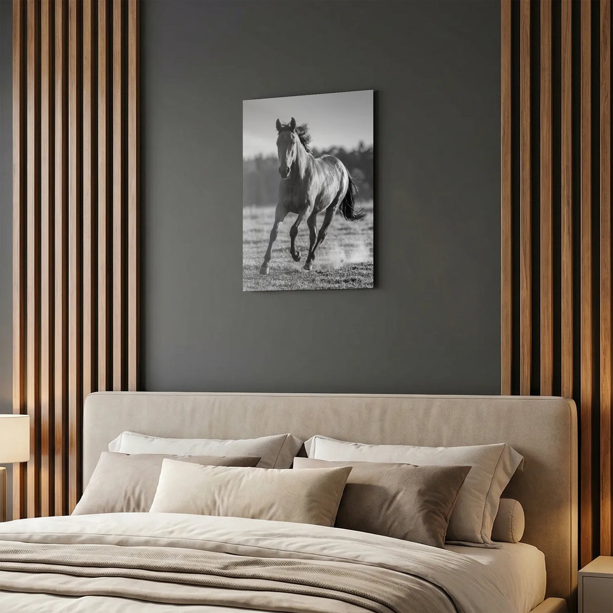 Tableau Cheval au Galop N&B | en Métal Format A3