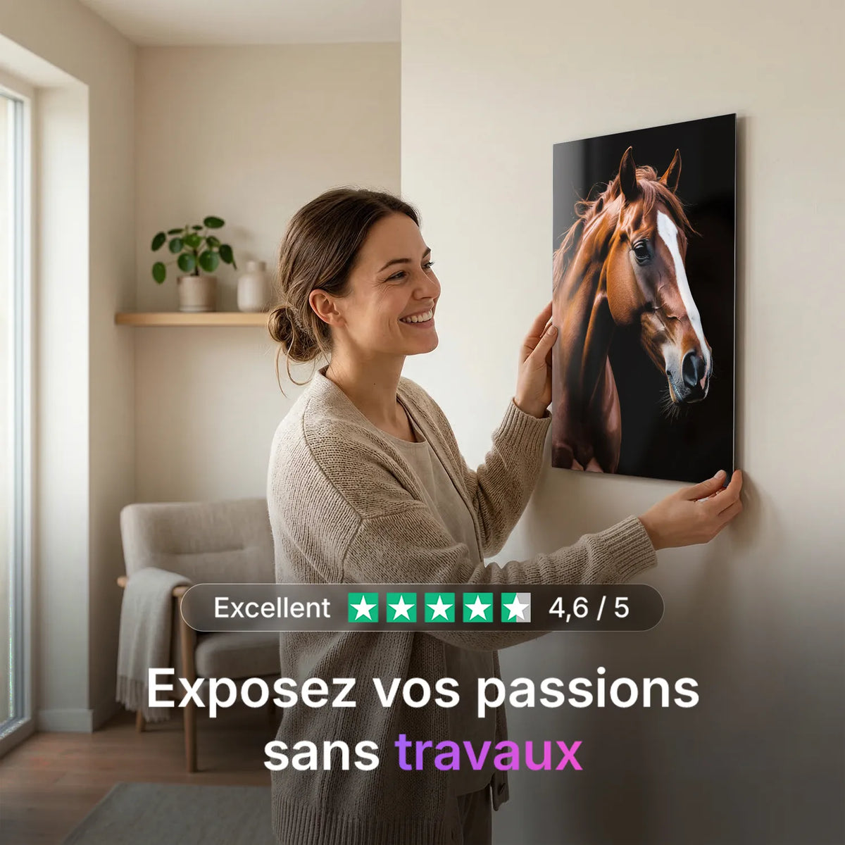 Tableau Portrait de Cheval | en Métal Format A3