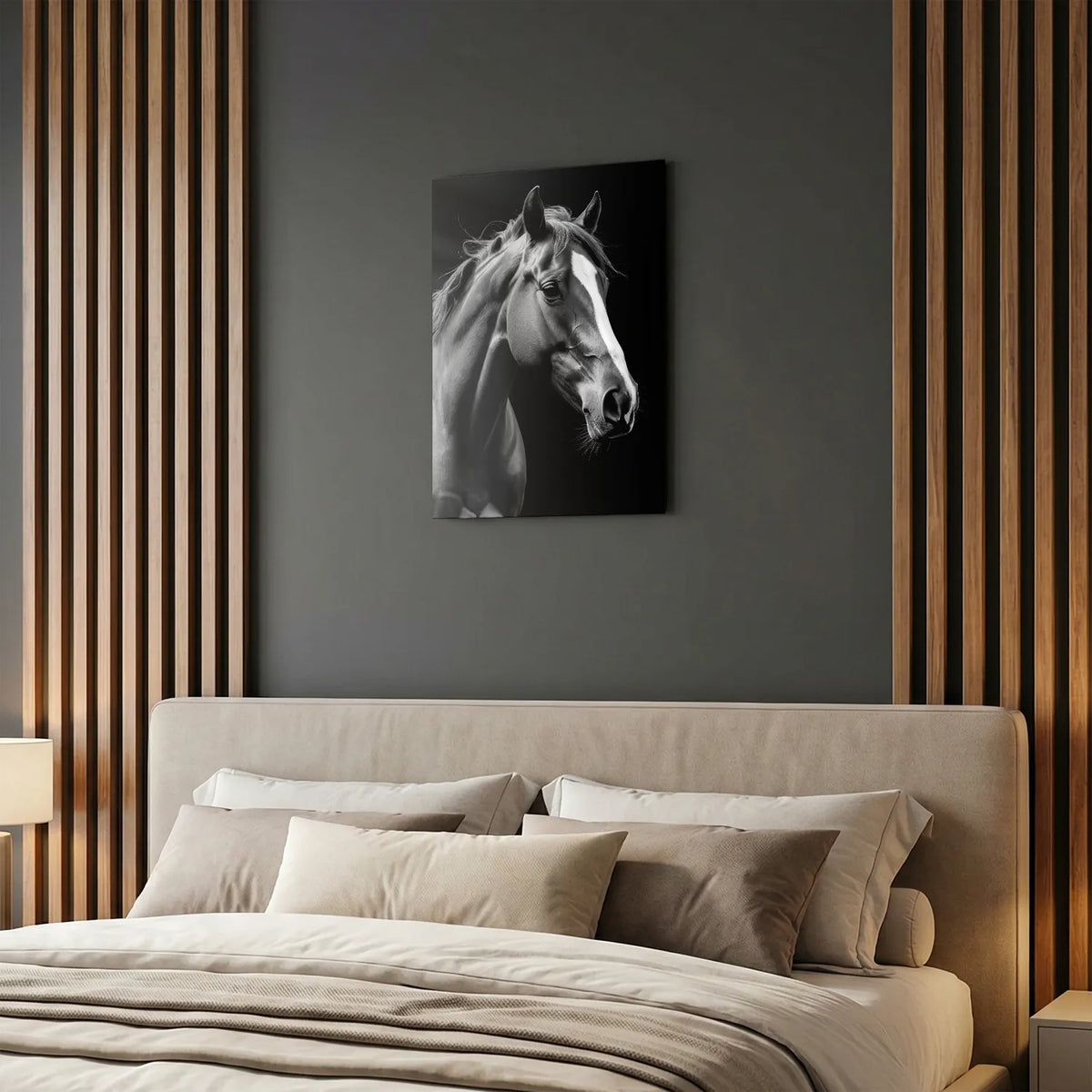 Tableau Portrait de Cheval N&B | en Métal Format A3