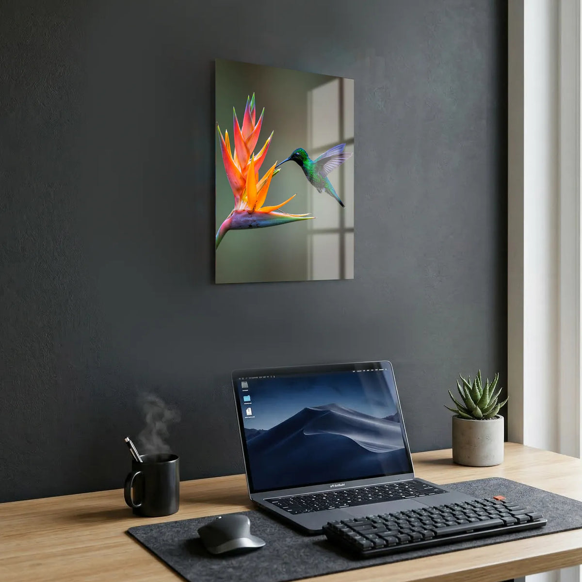 Tableau Colibri et Fleur | en Métal Format A3