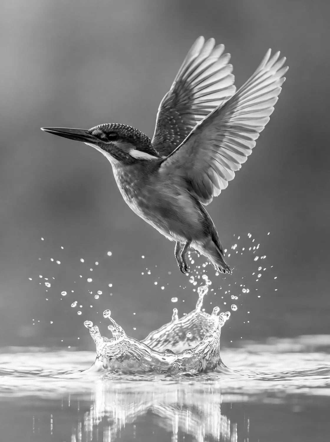 Tableau Colibri en Vol N&B | en Métal Format A3