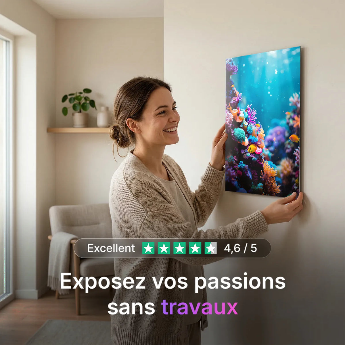 Tableau Corail | en Métal Format A3