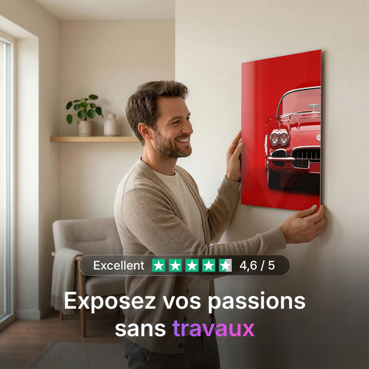 Tableau Corvette C1 1958 — Signature | en Métal Format A3