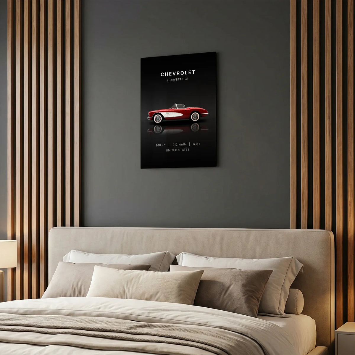Tableau Corvette C1 1958 — Performances | en Métal Format A3