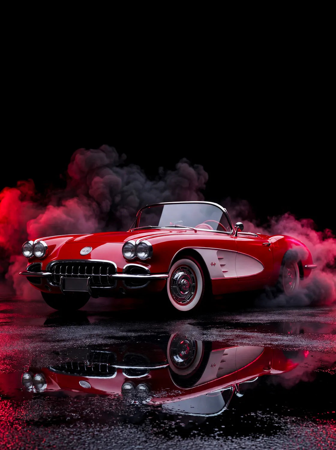 Tableau Corvette C1 1958 — Néon | en Métal Format A3