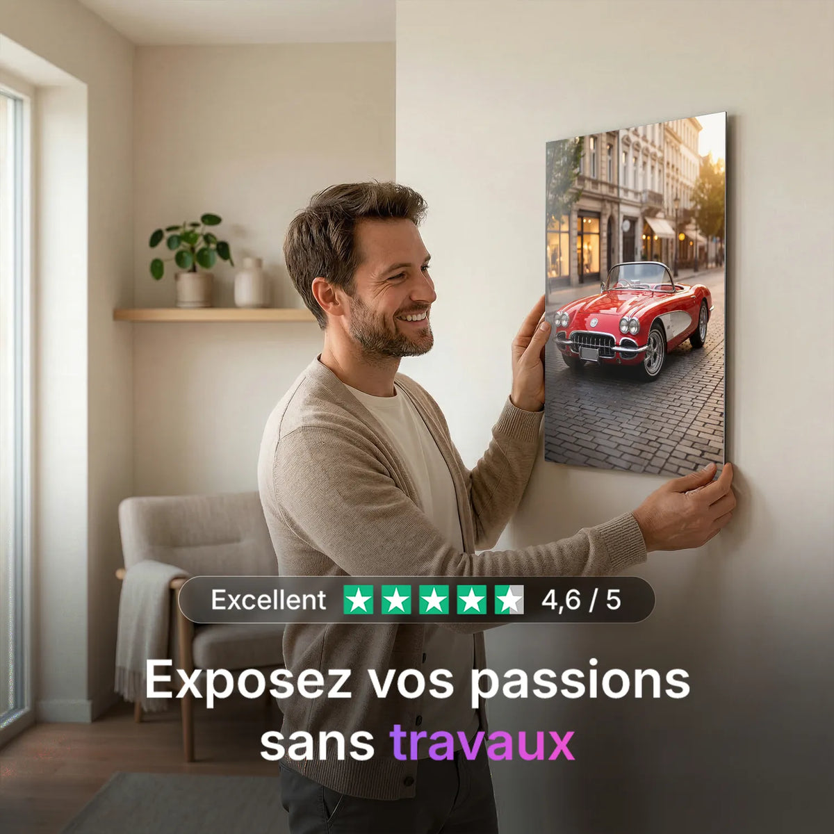 Tableau Corvette C1 1958 — Haussmannien | en Métal Format A3