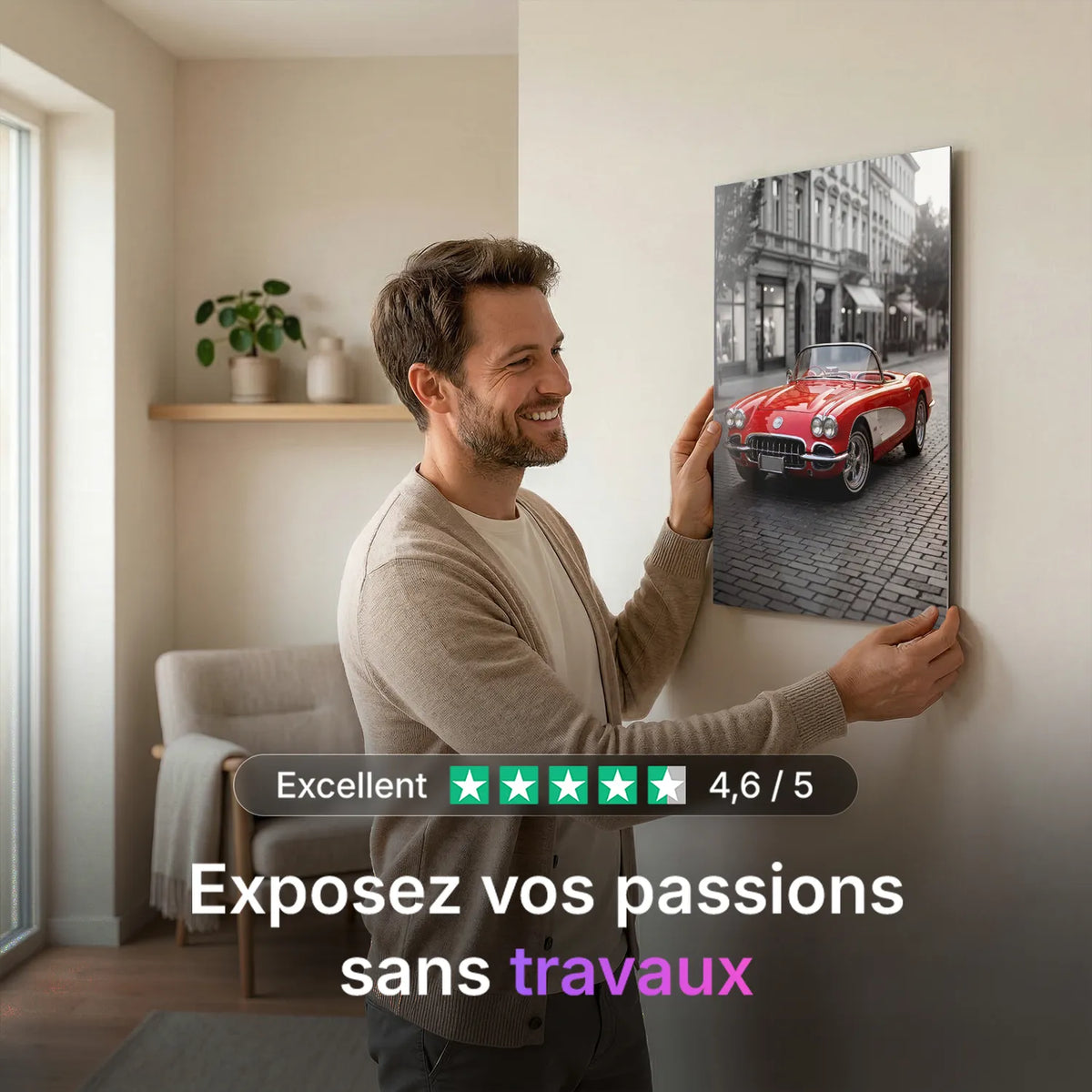Tableau Corvette C1 1958 — Haussmannien | en Métal Format A3