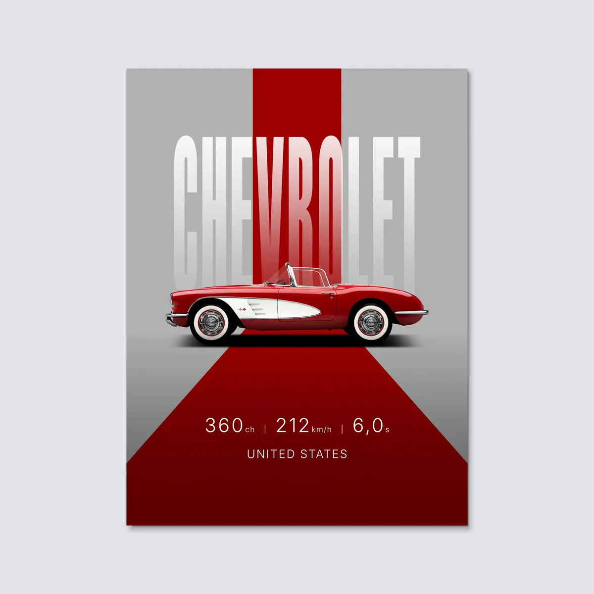 Tableau Corvette C1 1958 — Studio | en Métal Format A3