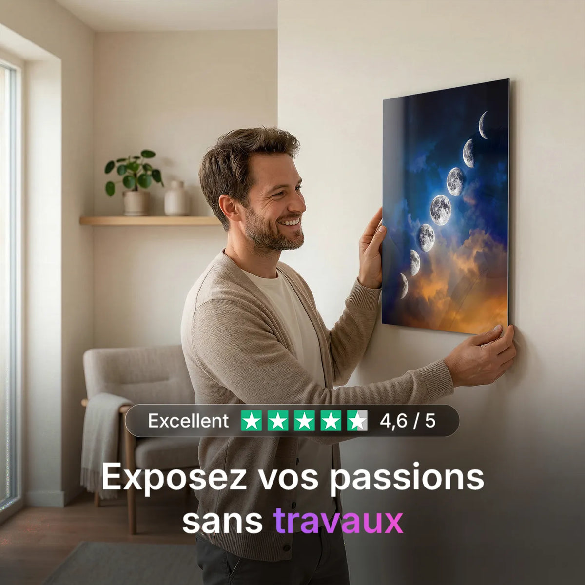 Tableau Cycle de La Lune | en Métal Format A3