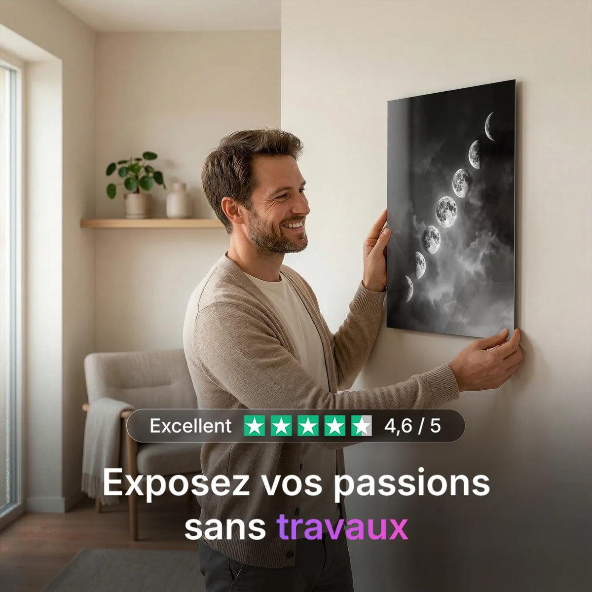 Tableau Cycle de La Lune | en Métal Format A3