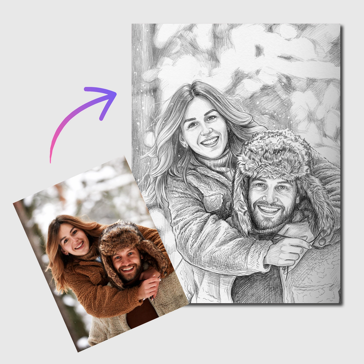 Tableau photo stylisé - Dessin | en Métal Format A3