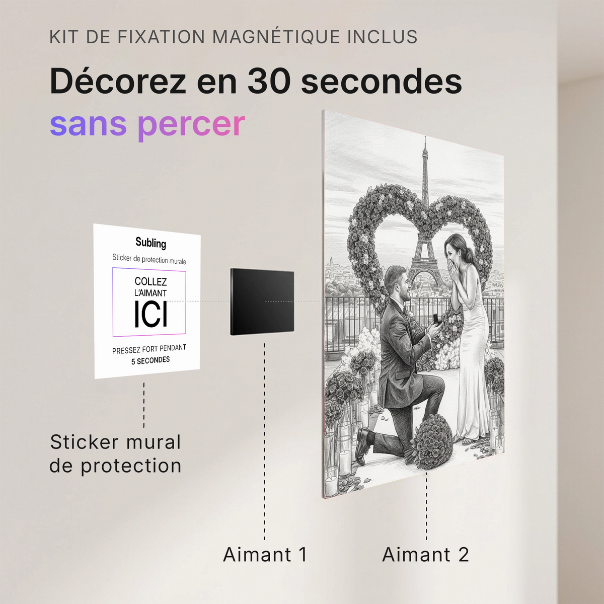 Tableau photo stylisé - Dessin | en Métal Format A3