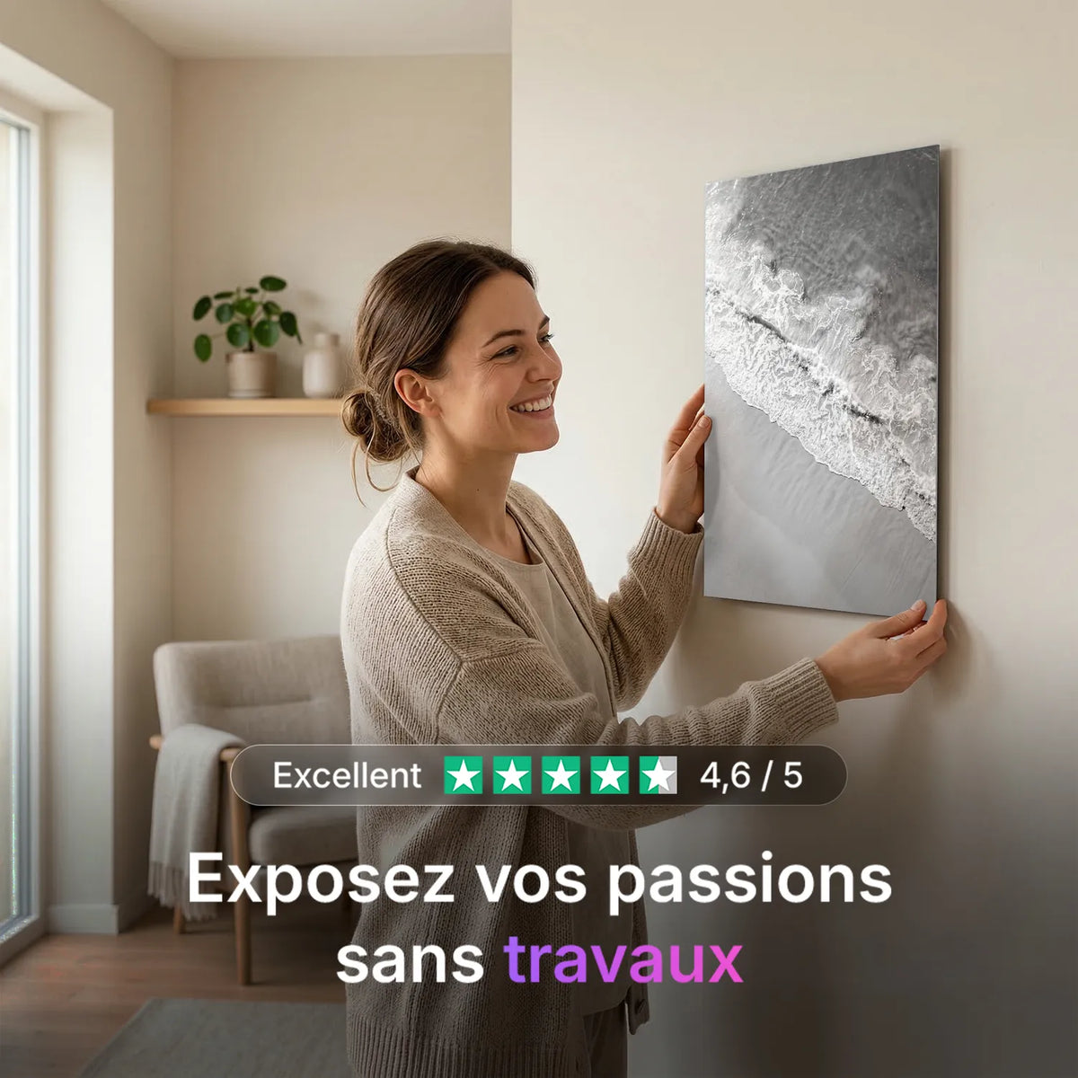 Tableau Écume N&B | en Métal Format A3