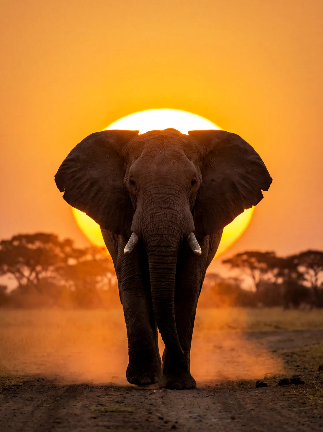 Tableau Éléphant au Soleil Couchant | en Métal Format A3