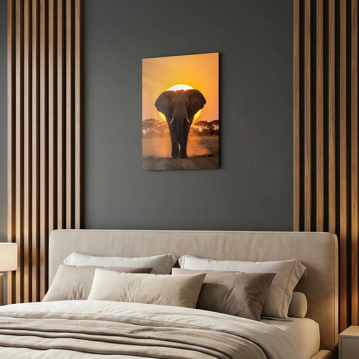Tableau Éléphant au Soleil Couchant | en Métal Format A3