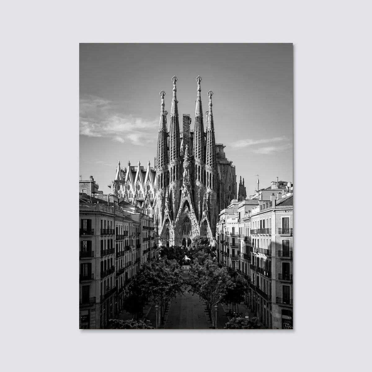 Tableau La Sagrada Família d'Espagne N&B | en Métal Format A3
