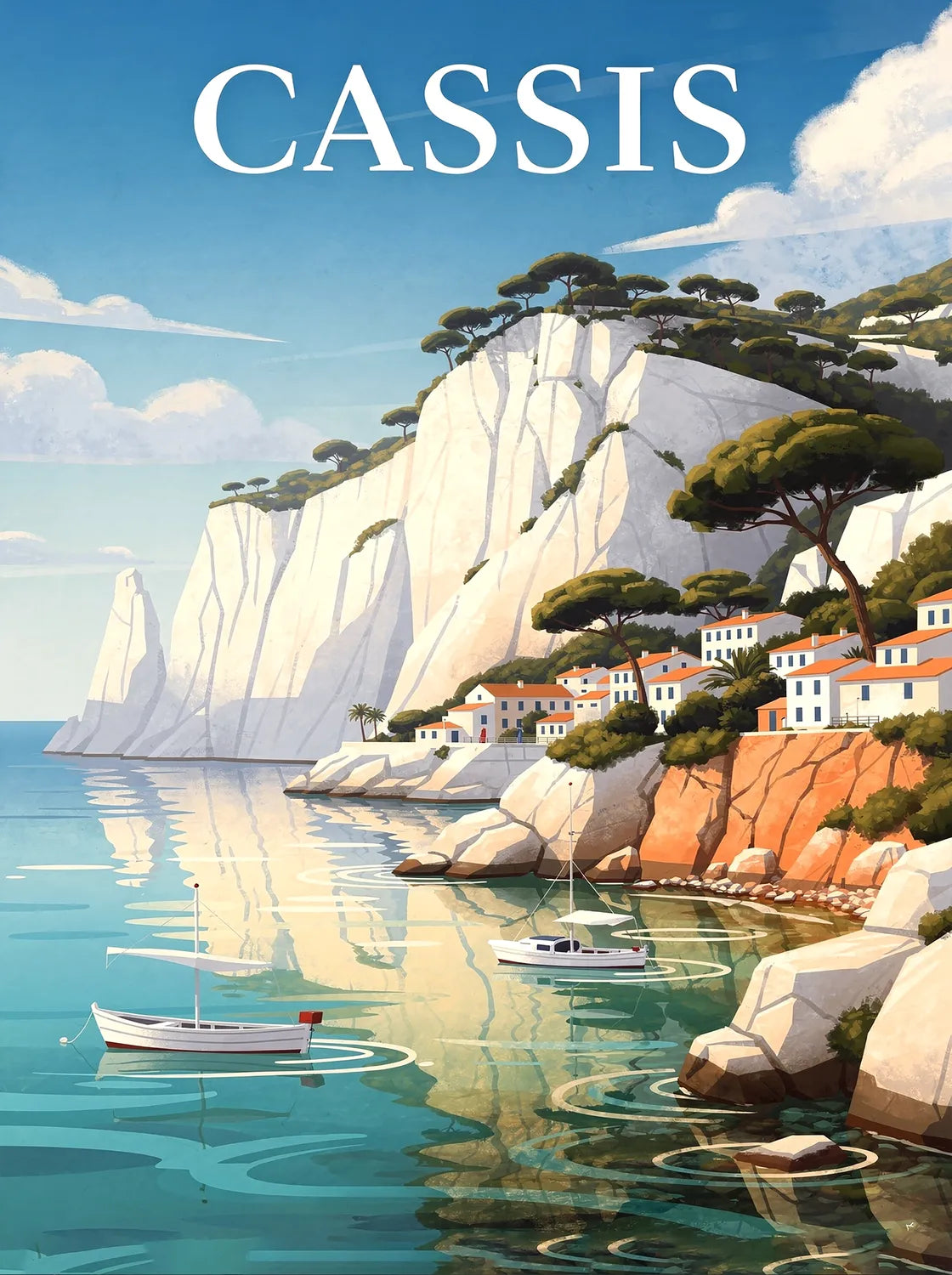 Tableau Calanques de Cassis - Illustration | en Métal Format A3