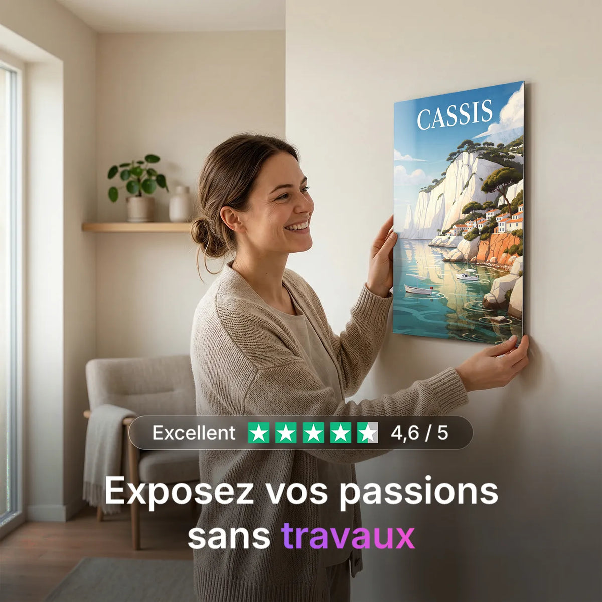 Tableau Calanques de Cassis - Illustration | en Métal Format A3