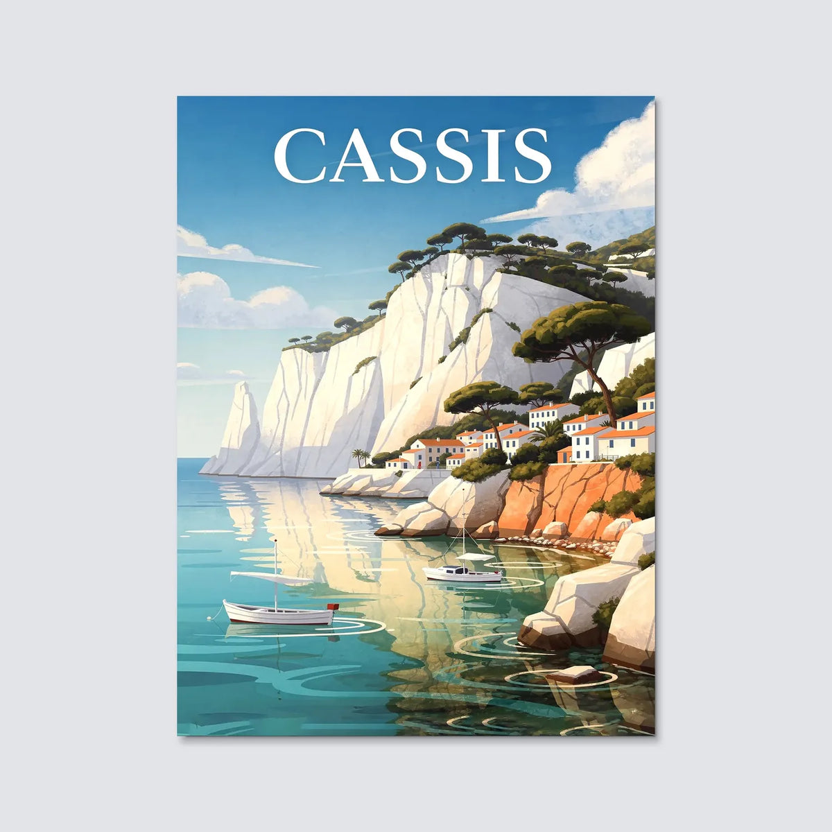 Tableau Calanques de Cassis - Illustration | en Métal Format A3