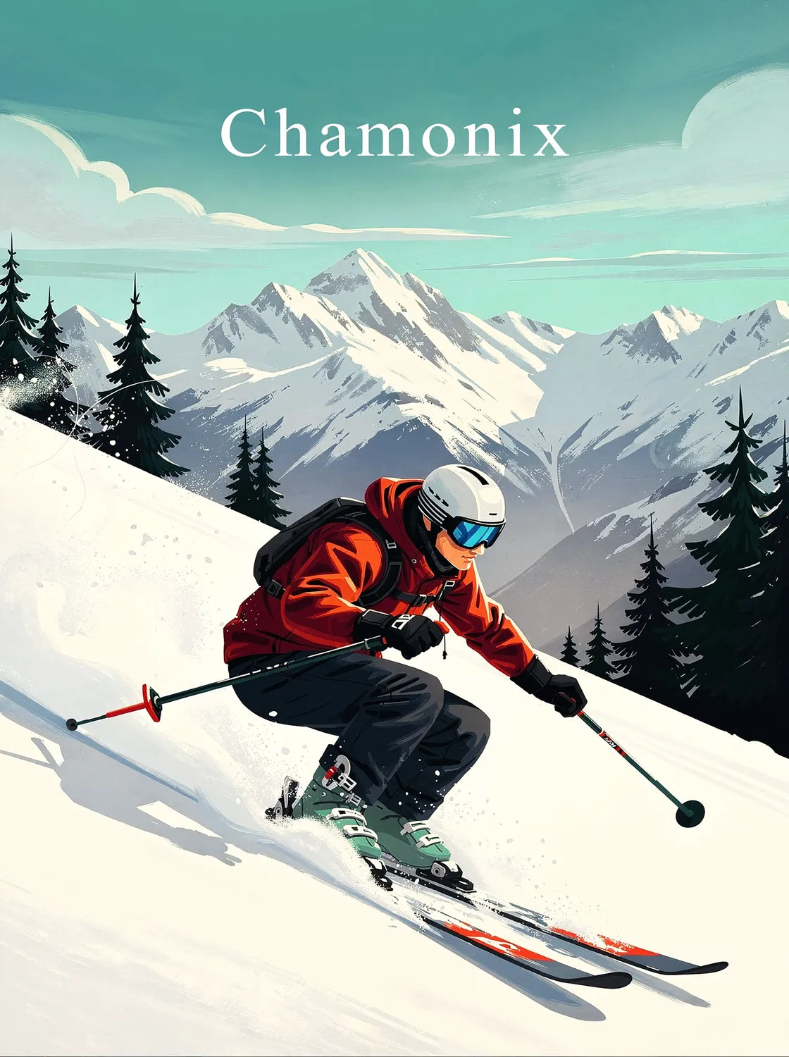 Tableau Chamonix - Illustration | en Métal Format A3