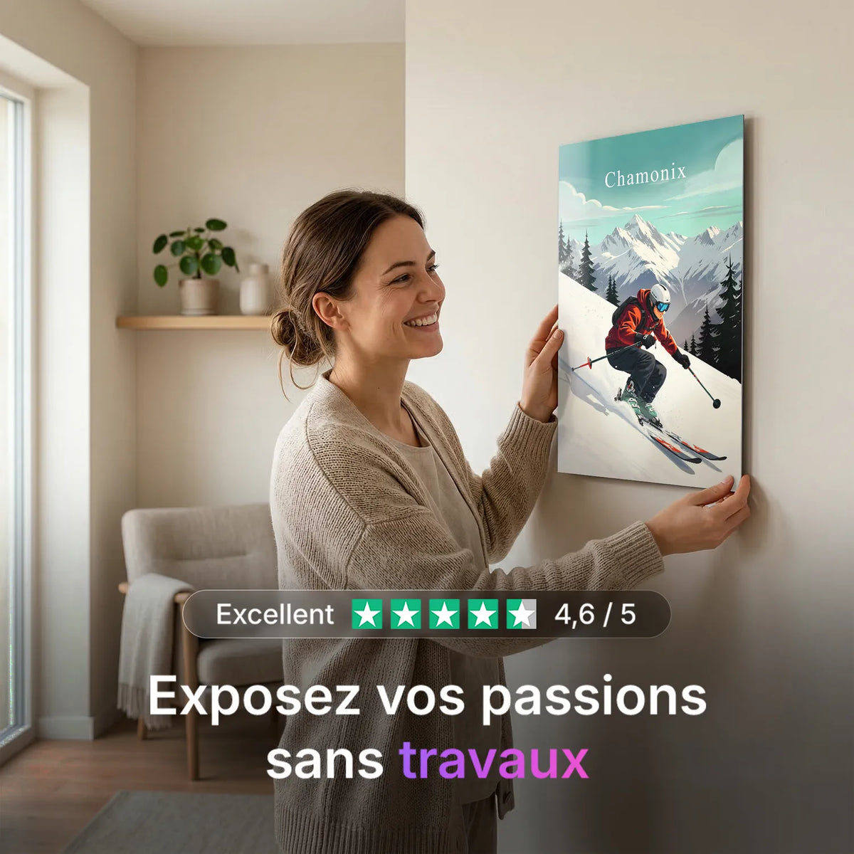 Tableau Chamonix - Illustration | en Métal Format A3