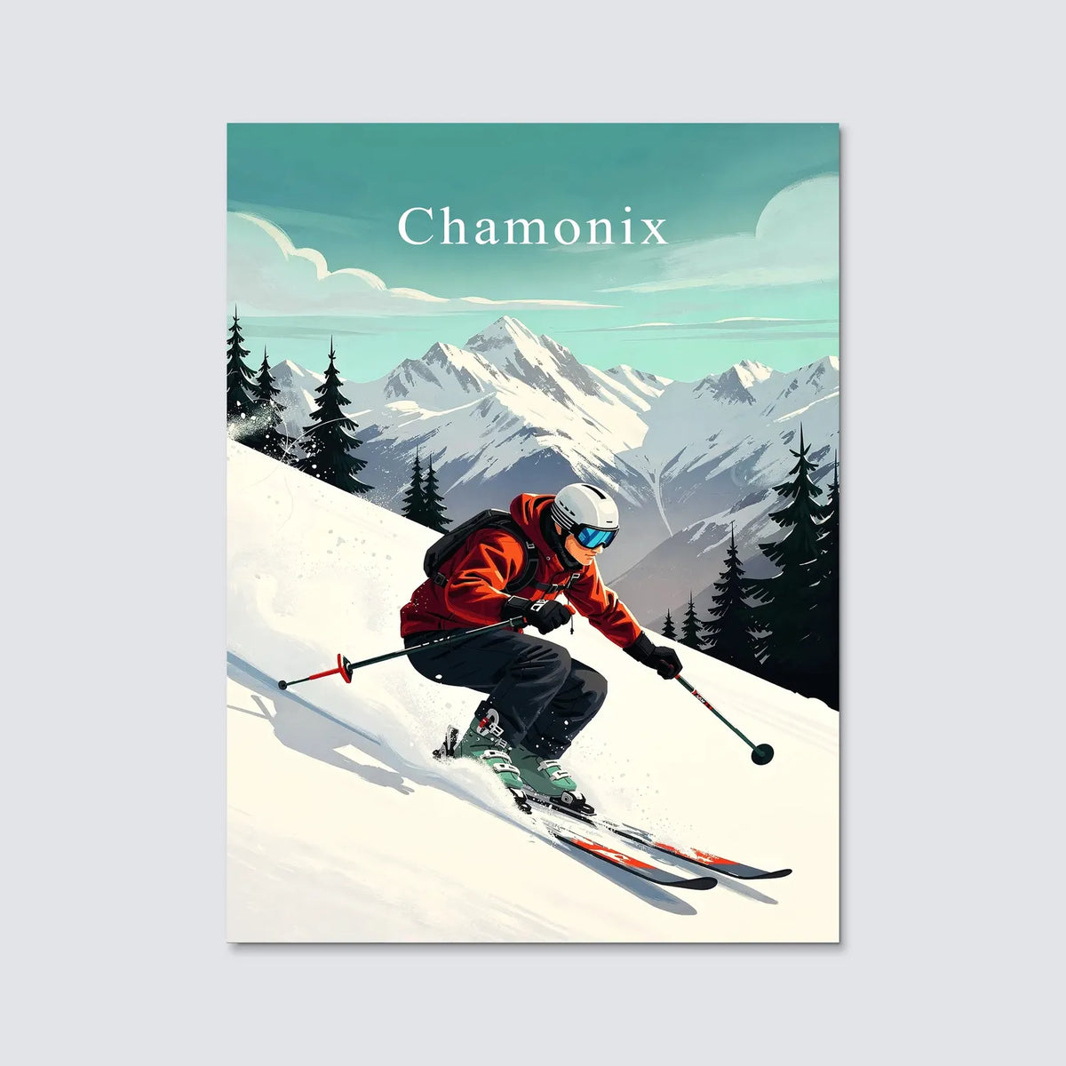 Tableau Chamonix - Illustration | en Métal Format A3