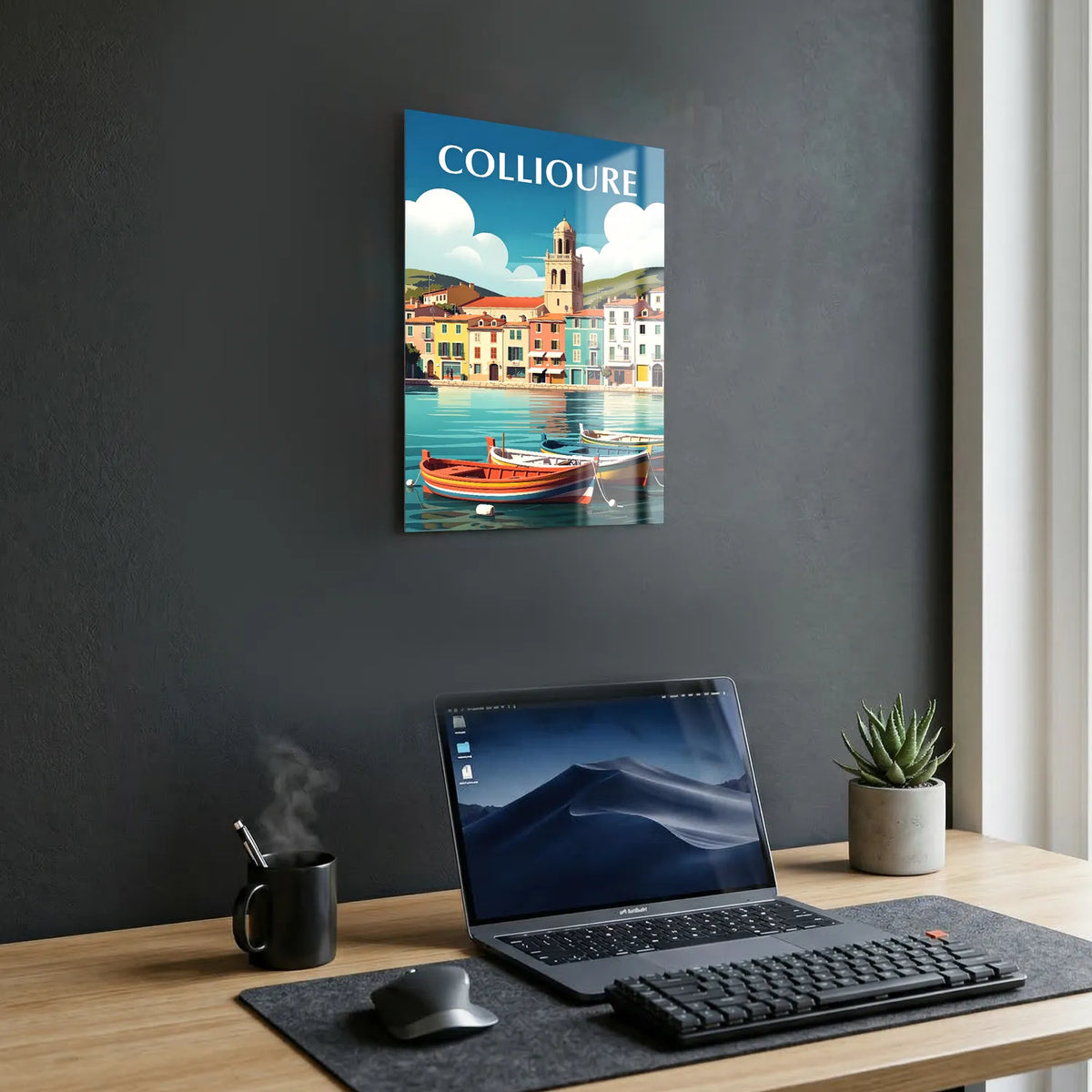 Tableau Balade à Collioure - Illustration | en Métal Format A3