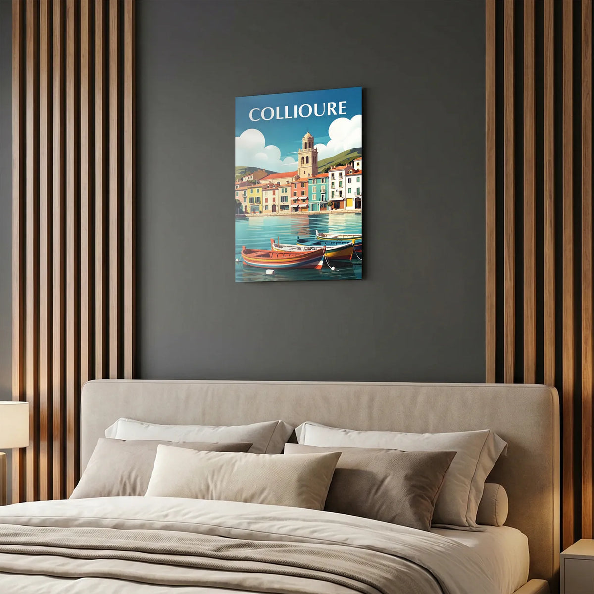 Tableau Balade à Collioure - Illustration | en Métal Format A3