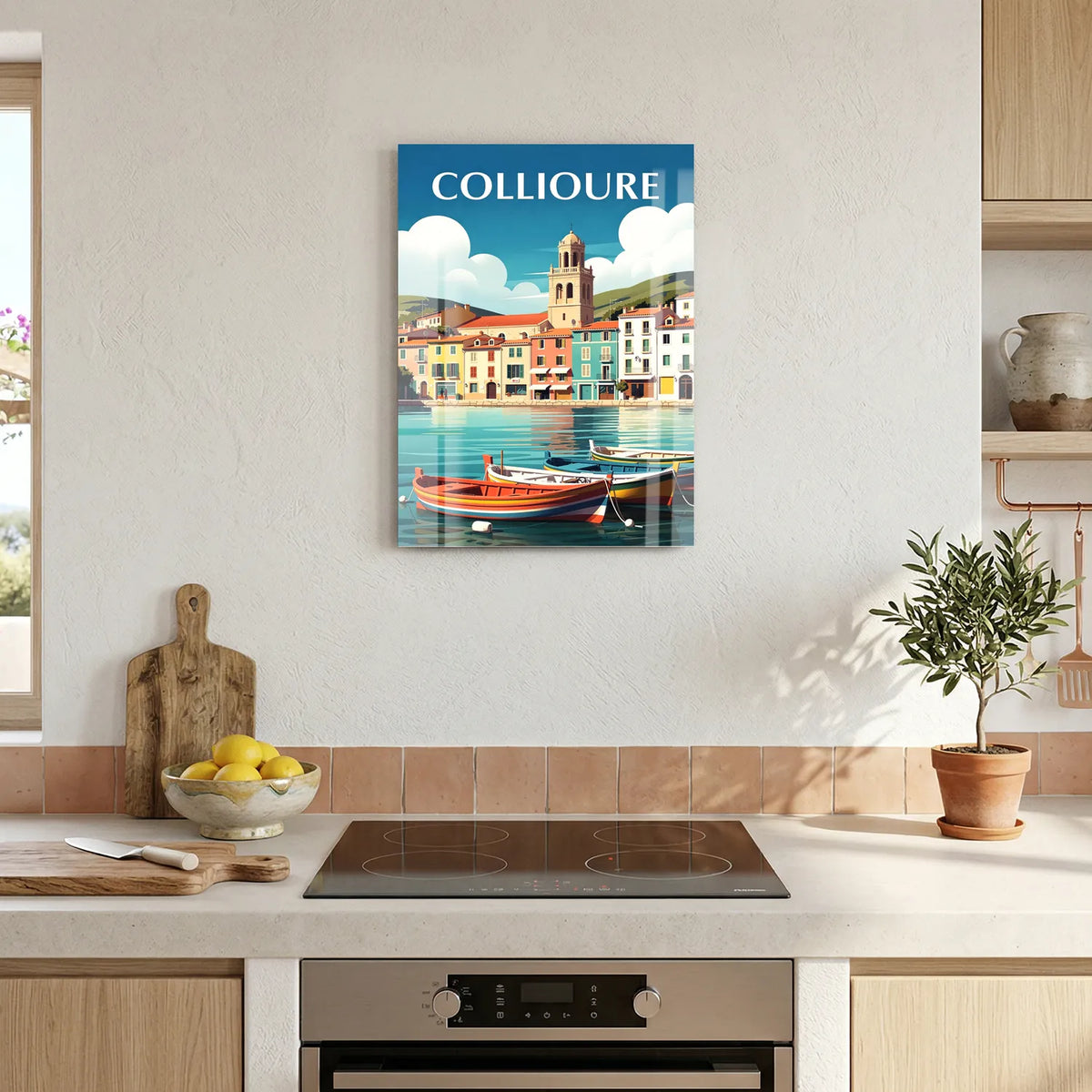 Tableau Balade à Collioure - Illustration | en Métal Format A3