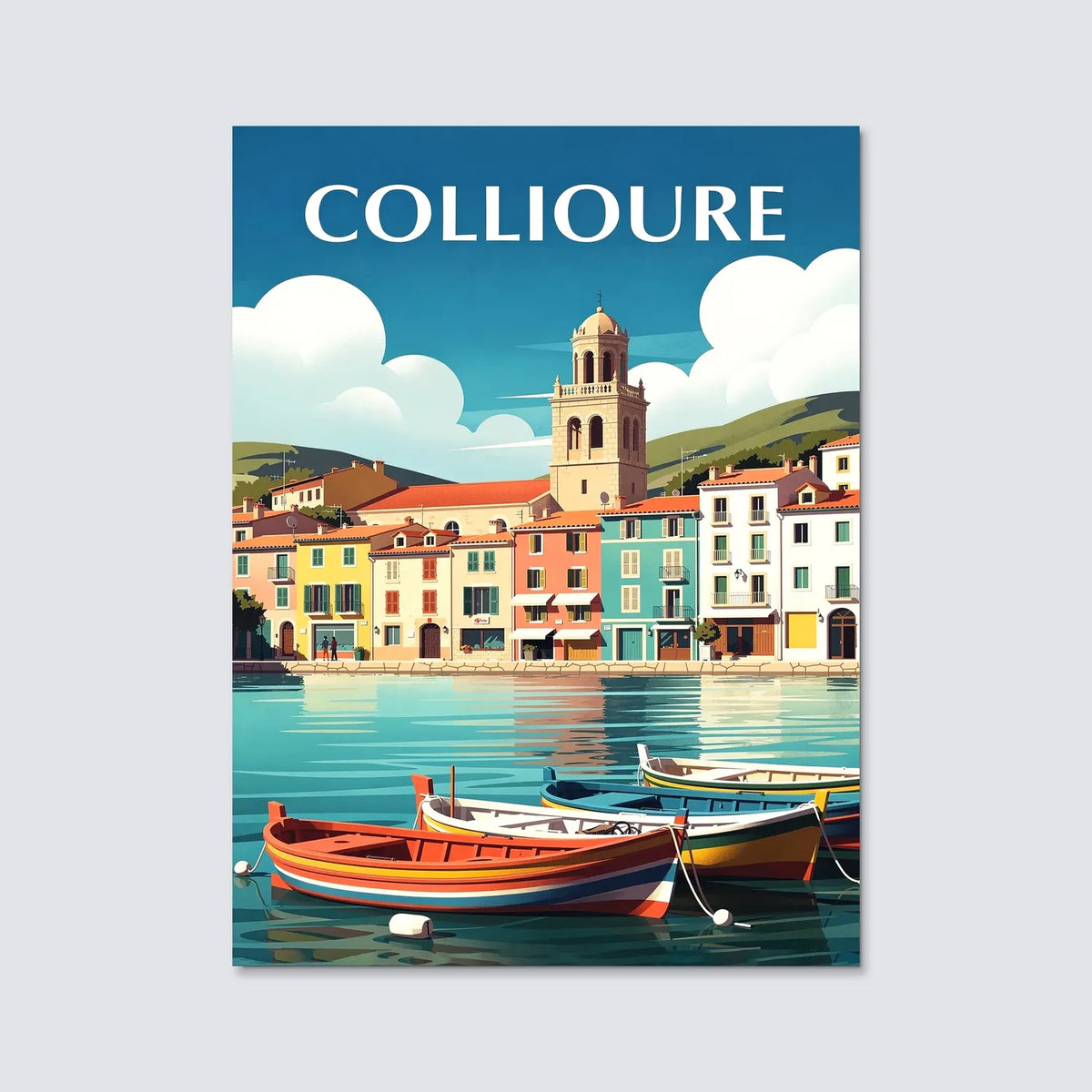 Tableau Balade à Collioure - Illustration | en Métal Format A3