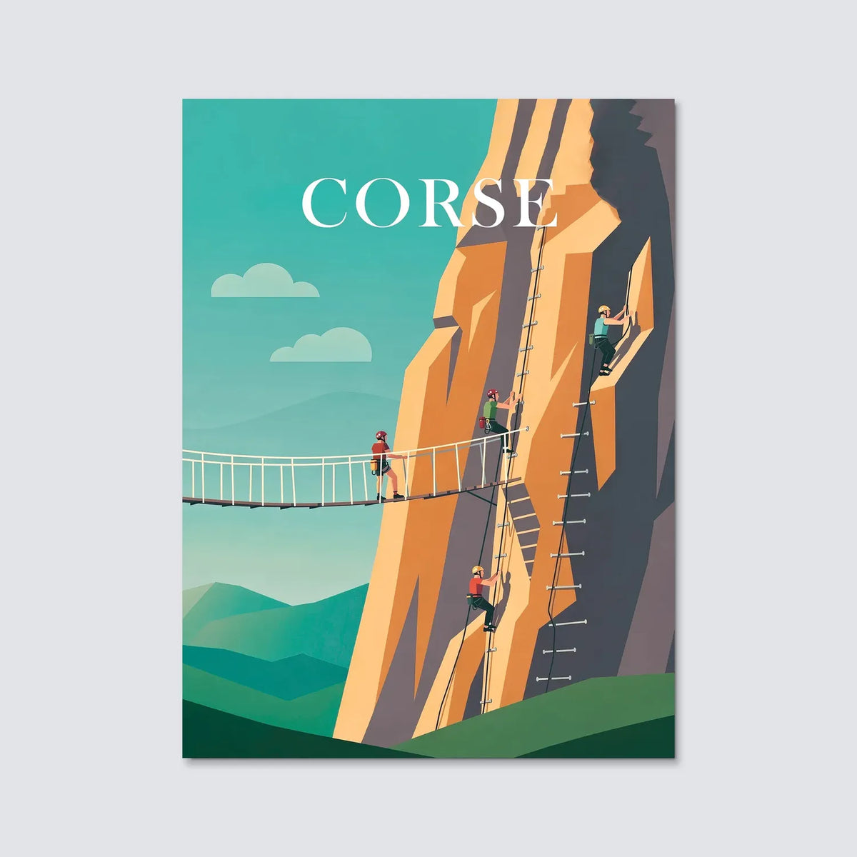 Tableau Via ferrata en Corse - Illustration | en Métal Format A3
