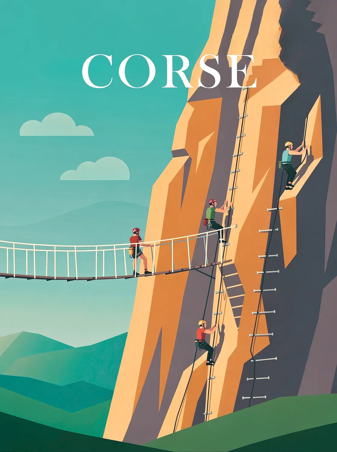 Tableau Via ferrata en Corse - Illustration | en Métal Format A3
