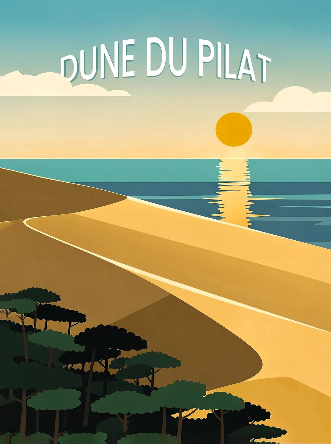 Tableau Dune du Pilat - Illustration | en Métal Format A3