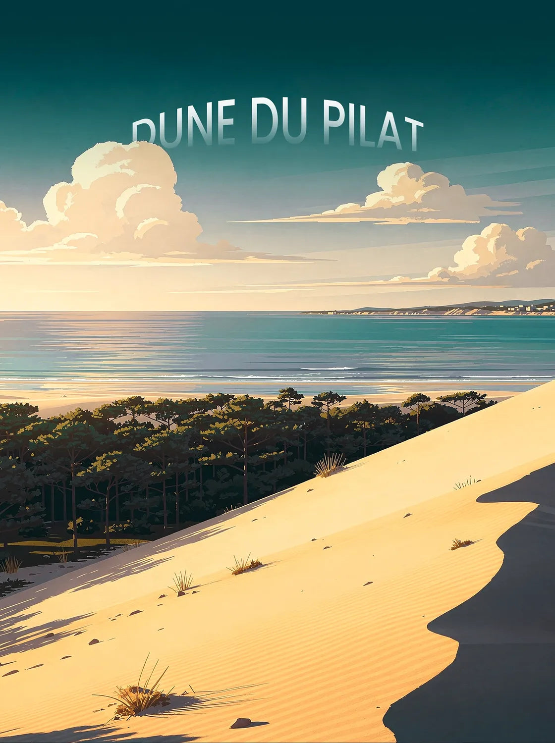 Tableau La Dune du Pilat - Illustration | en Métal Format A3