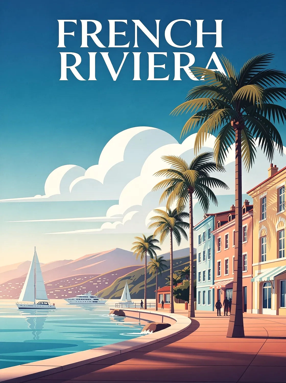 Tableau La French Riviera - Illustration | en Métal Format A3
