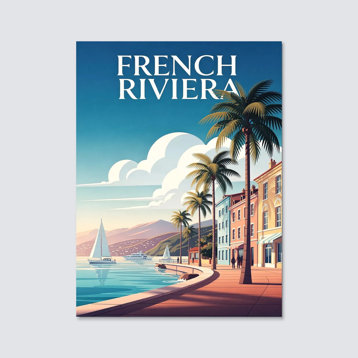 Tableau La French Riviera - Illustration | en Métal Format A3