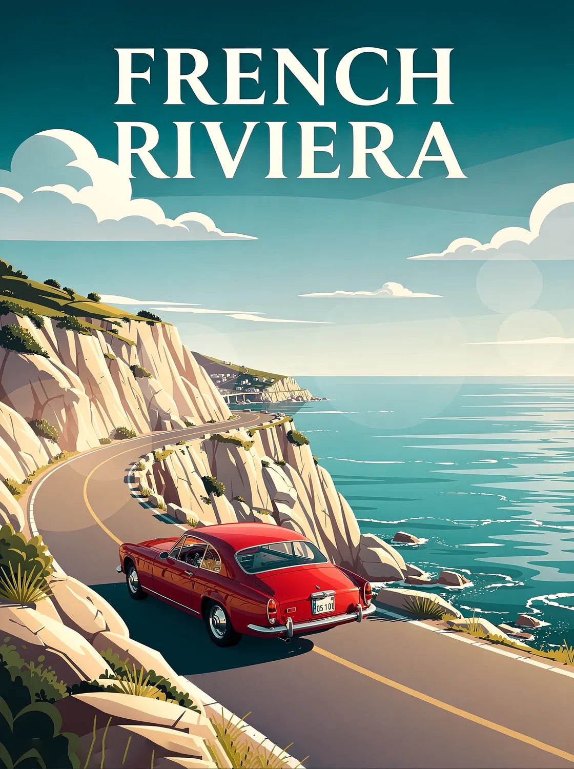 Tableau French Riviera - Illustration | en Métal Format A3