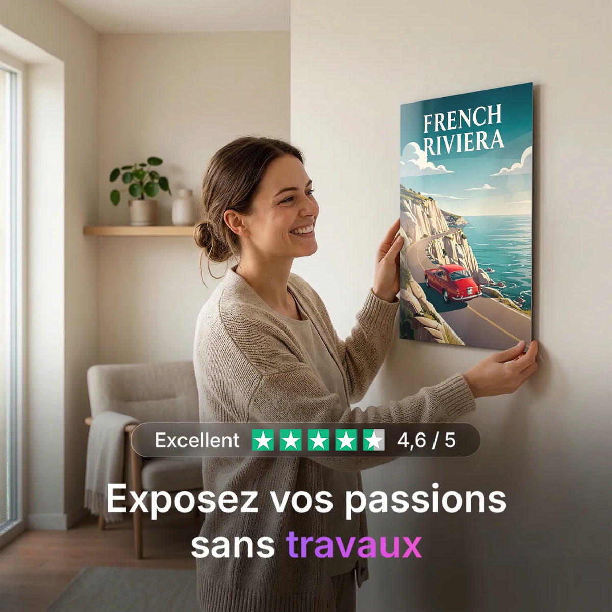 Tableau French Riviera - Illustration | en Métal Format A3